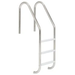 Inter-Fab L3E049P-W 3-Tread Stainless Steel Ladder With Cycolac Tread