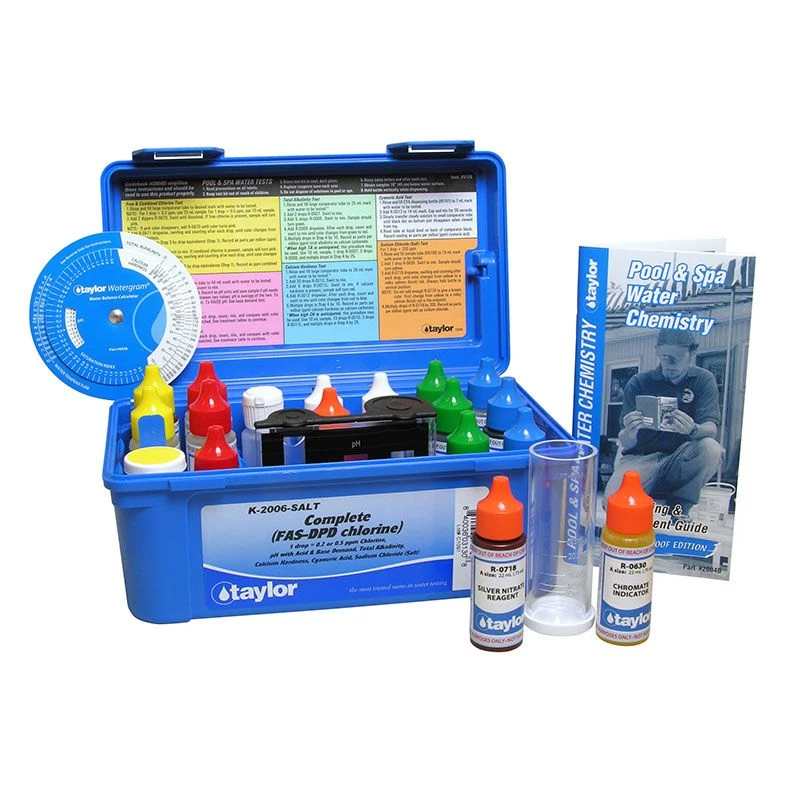 Taylor K-2006-SALT 2000 Service Complete Salt Water Test Kit, Alkalinity/Chlorine (high Range), FAS-DPD/CYA/Hardness/NaCl/pH